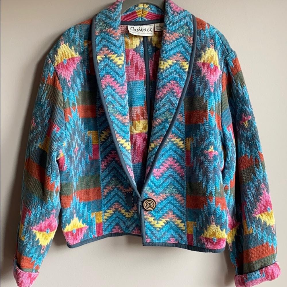 Vintage Multicolor Patterned Blazer